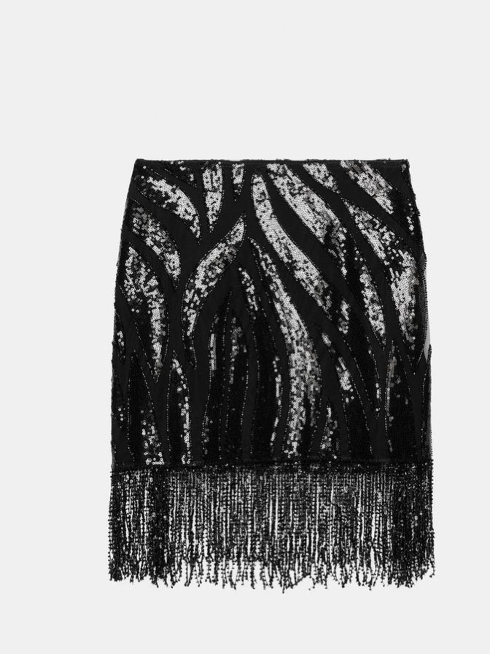 Zara Black Sequin Fringe Mini Skirt - Picture 4 of 9